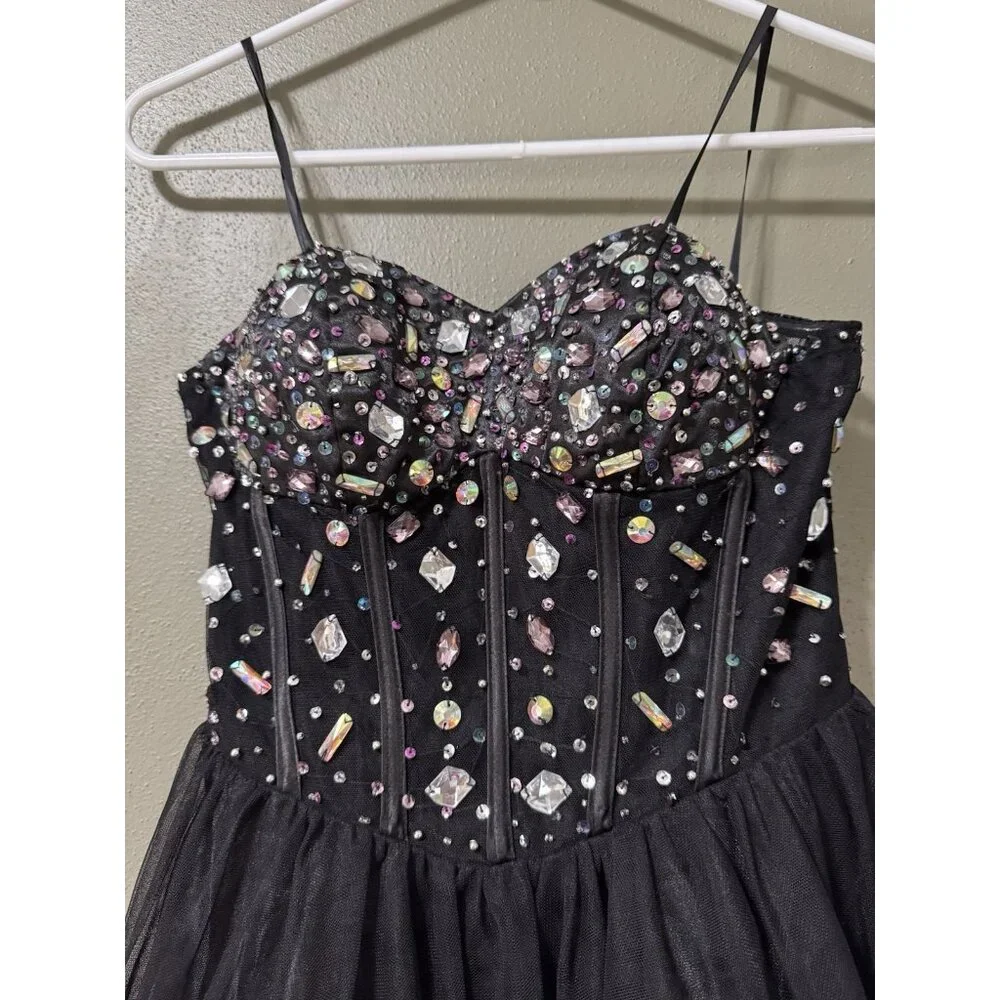 Blondie Nites By Stacy Sklar‎ Mini Dress Formal Gems Prom Homecoming Polyester